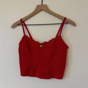 Colsie Red Camisole with Lace Trim